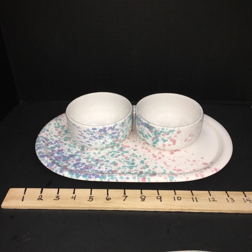 WAECHTERSBACH West Germany Confetti Colored Platter and 2 Bowls